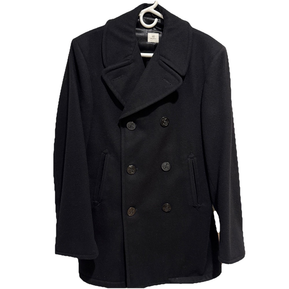 Vintage US‎ Navy Issue Pea Coat Naval Clothing Wool Size 40L 1980's 8405-01-154